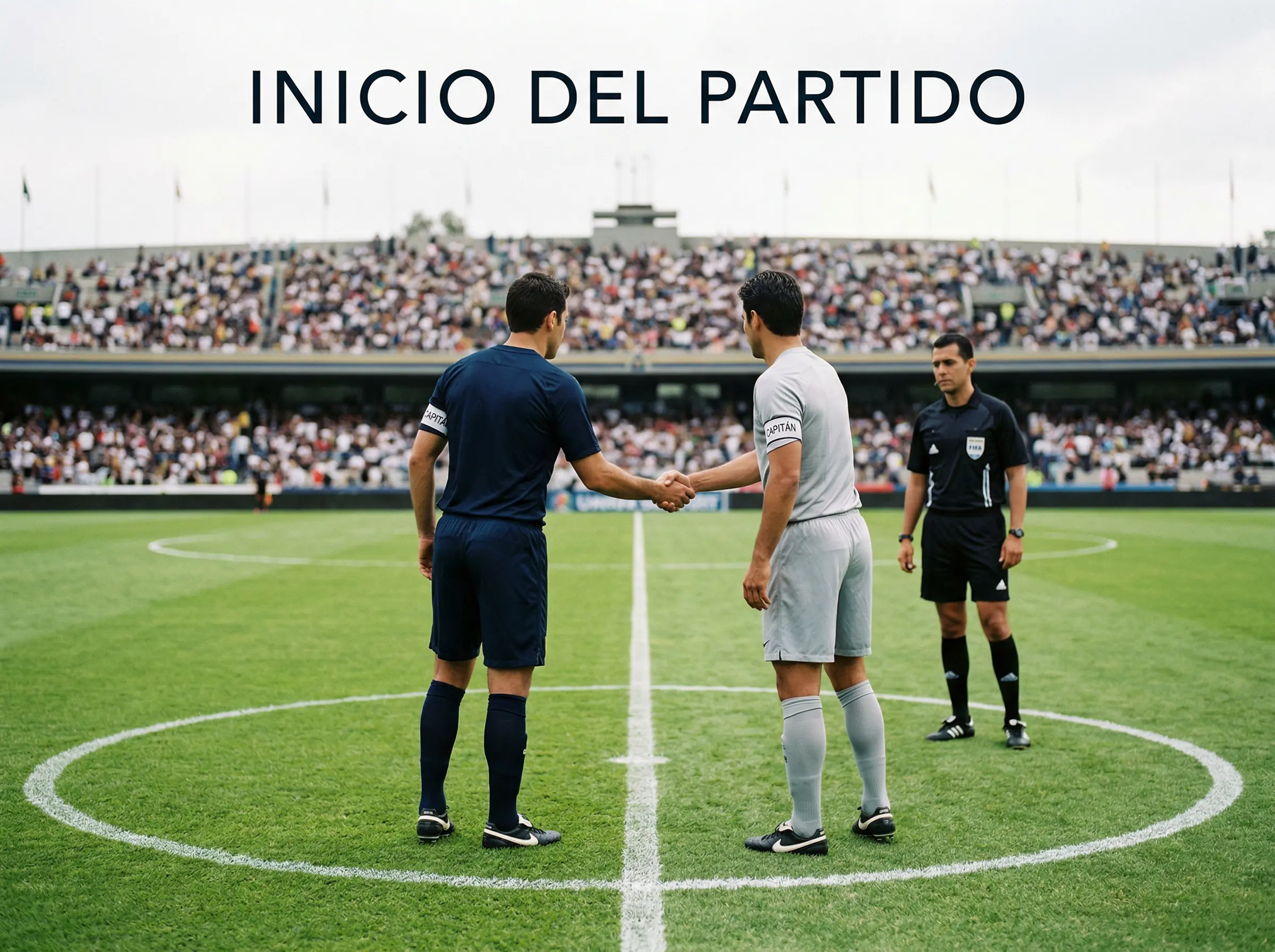 Dos capitanes de equipos MLS estrechando manos en el centro del campo antes de un partido