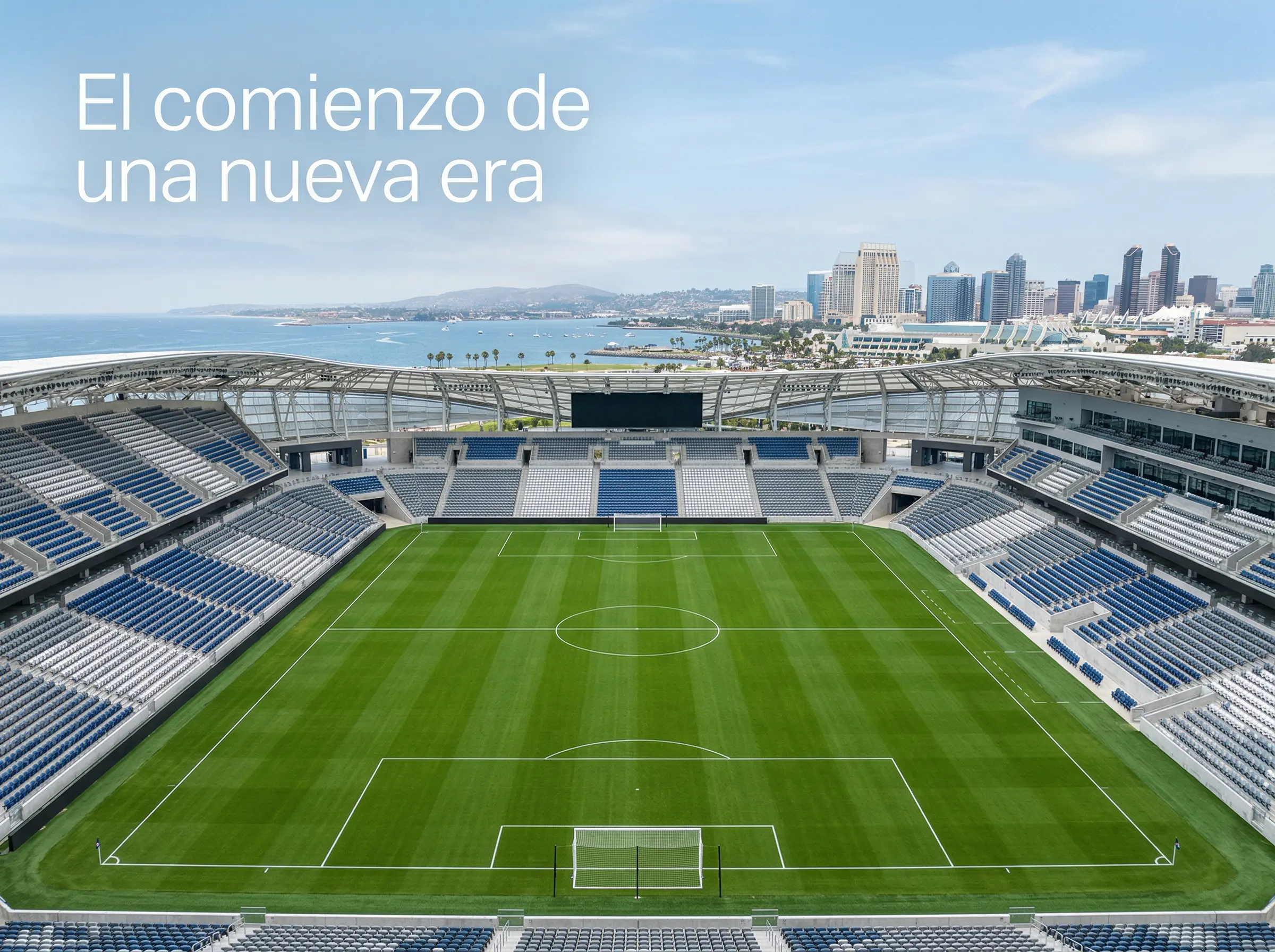 Estadio de fútbol nuevo en San Diego con el campo de césped natural listo para el debut de la franquicia